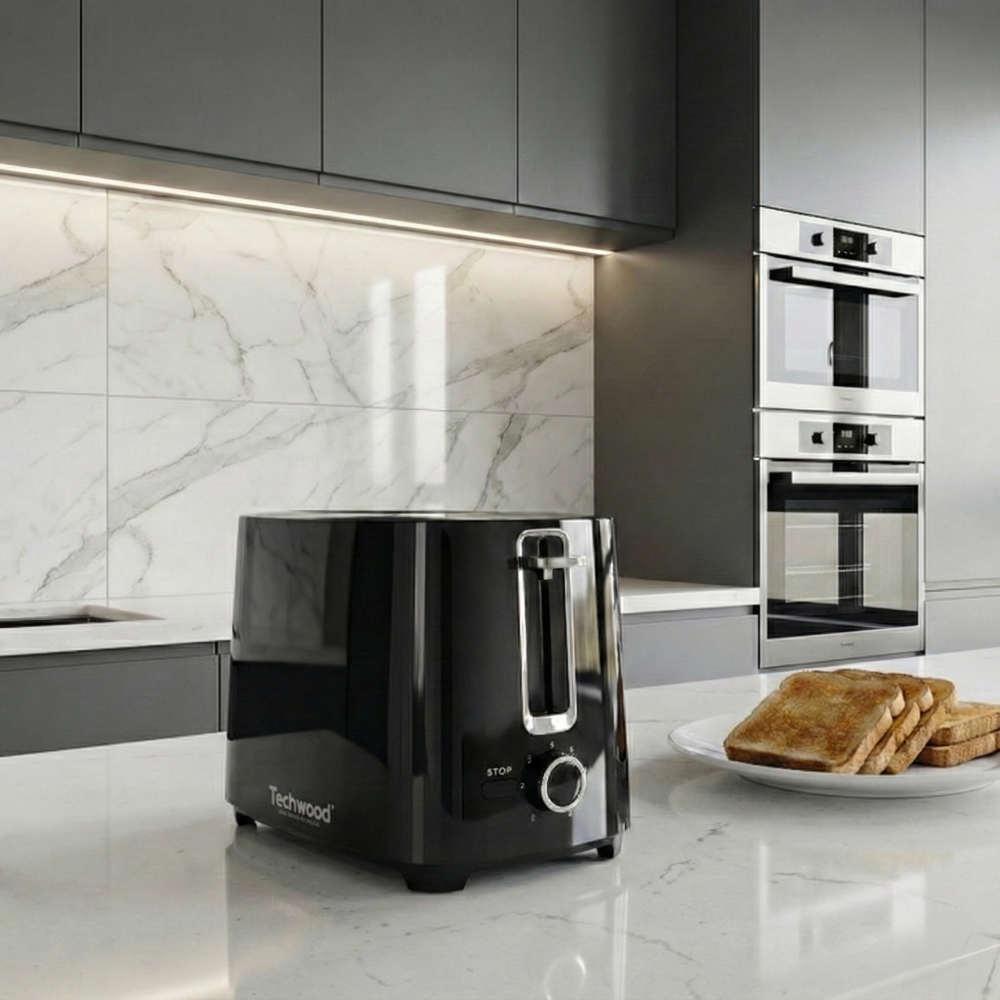 Grille-pain Design Noir 700W – 2 Fentes Larges