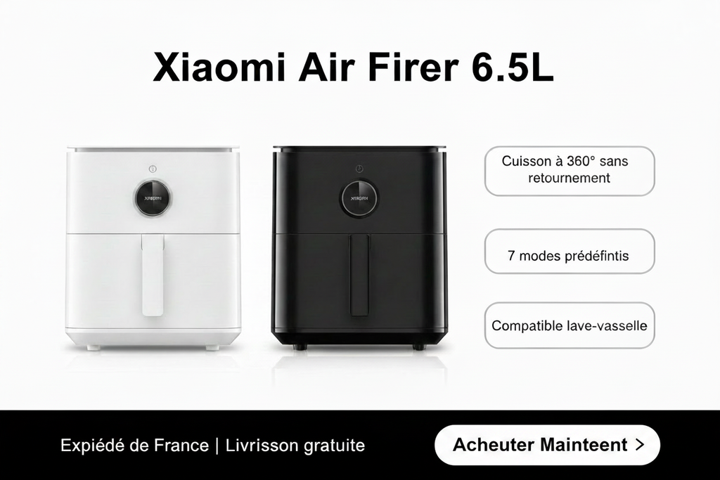Xiaomi Air Fryer bouton blanc texte noir