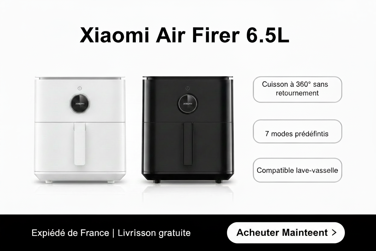 Xiaomi Air Fryer bouton blanc texte noir